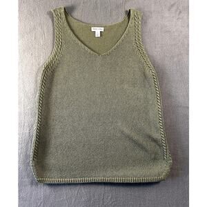 Tribal Jeans Sweater Vest Womens Green Knit Sleeveless V Neck Casual Petite S
